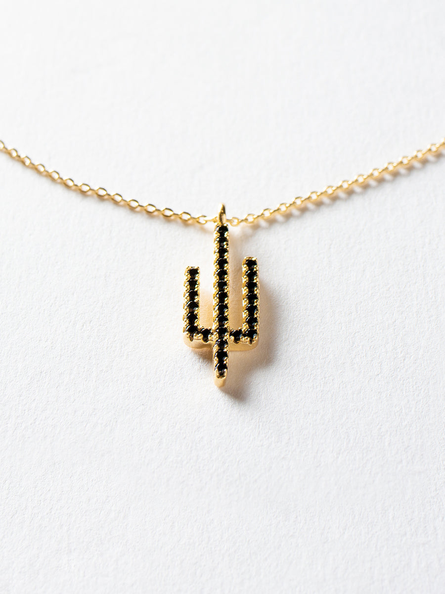 Black Zircon Cactus Necklace